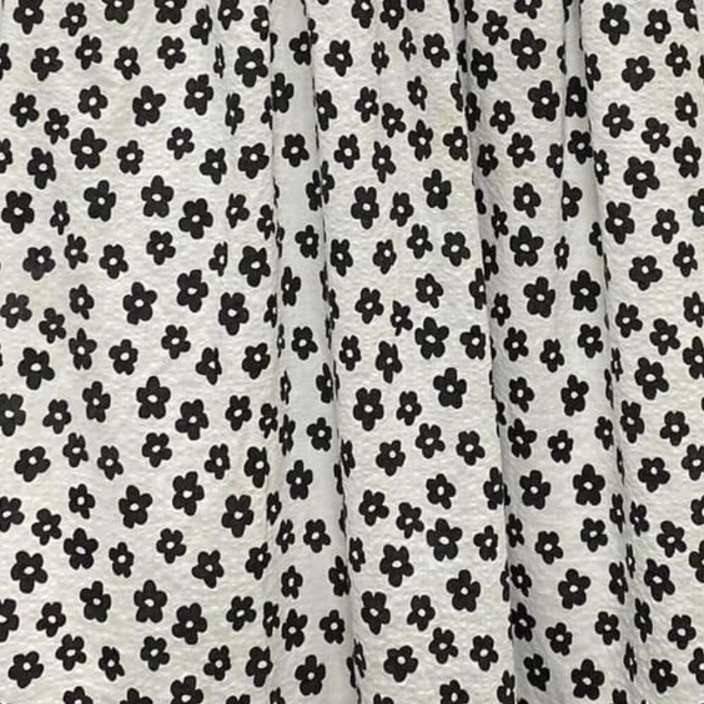 Black & White Floral Puff Sleeve Midi Dress - Picture 4 of 4